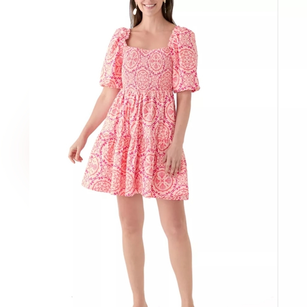 Crown & Ivy Vibrant Pink and Orange Midi Dress